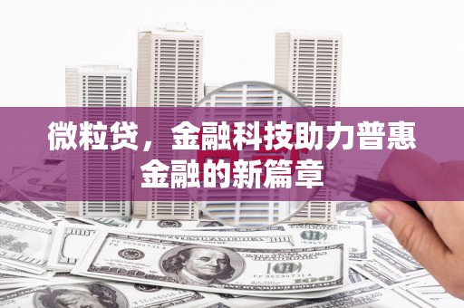 秦安微粒贷，金融科技助力普惠金融的新篇章
