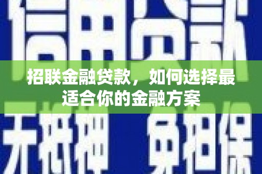 秦安招联金融贷款，如何选择最适合你的金融方案