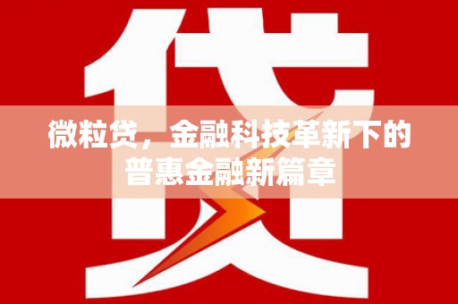 秦安微粒贷，金融科技革新下的普惠金融新篇章