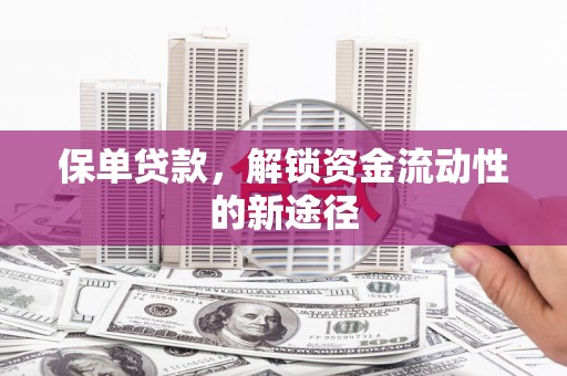 秦安保单贷款，解锁资金流动性的新途径