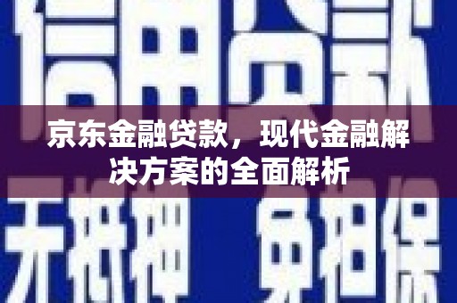 秦安京东金融贷款，现代金融解决方案的全面解析