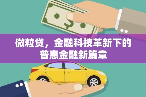 秦安微粒贷，金融科技革新下的普惠金融新篇章