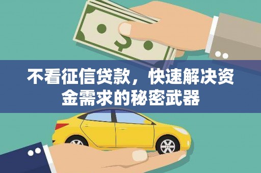 秦安不看征信贷款，快速解决资金需求的秘密武器