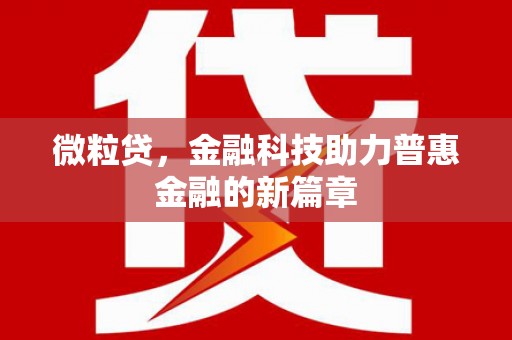 秦安微粒贷，金融科技助力普惠金融的新篇章